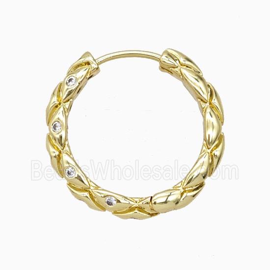 Copper Hoop Earrings Pave Zirconia Gold Plated