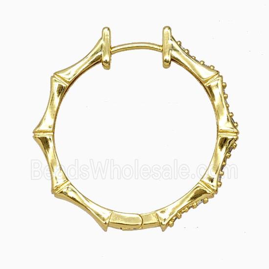 Copper Hoop Earrings Pave Zirconia Gold Plated