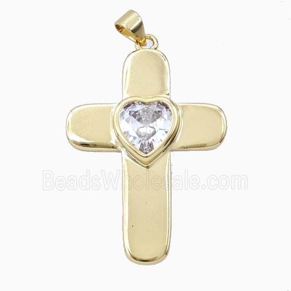 Copper Cross Pendant Pave Zirconia Gold Plated