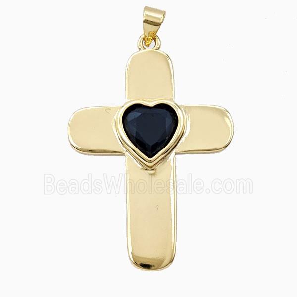 Copper Cross Pendant Pave Zirconia Gold Plated