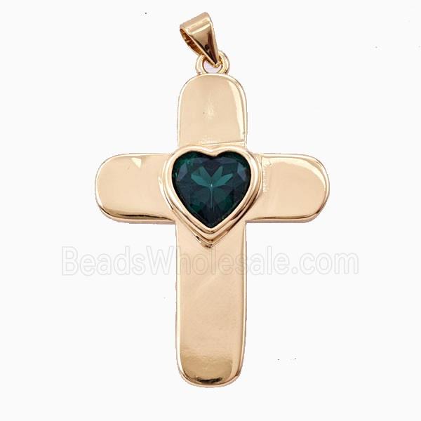 Copper Cross Pendant Pave Zirconia Gold Plated
