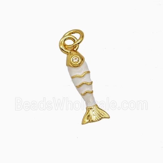Copper Fish Pendant White Enamel Gold Plated