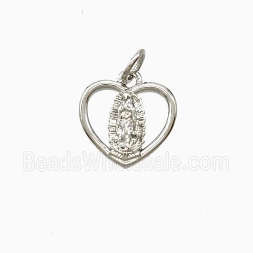 Copper Virgin Mary Heart Pendant Platinum Plated