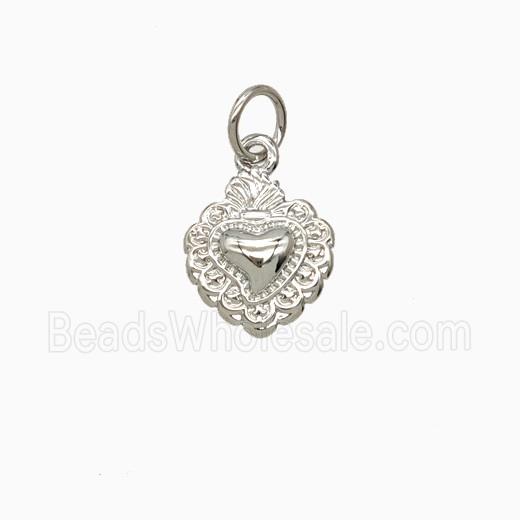 Copper Sacred Heart Pendant Platinum Plated