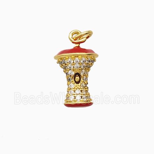 Copper Apple Core Pendant Pave Zirconia Enamel Gold Plated