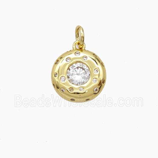 Copper Sun Pendant Pave Zirconia Gold Plated