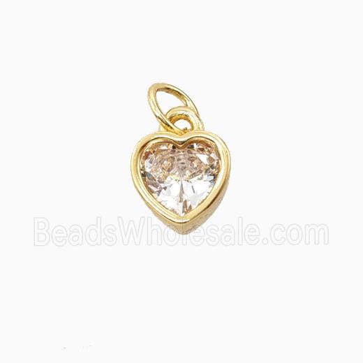 Copper Heart Pendant Pave Zirconia Gold Plated