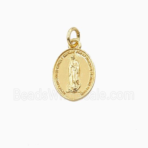 Copper Virgin Mary Pendant Oval Gold Plated