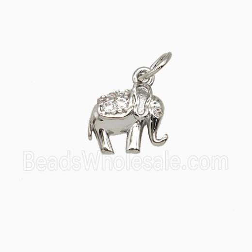 Copper Elephant Pendant Pave Zirconia Platinum Plated
