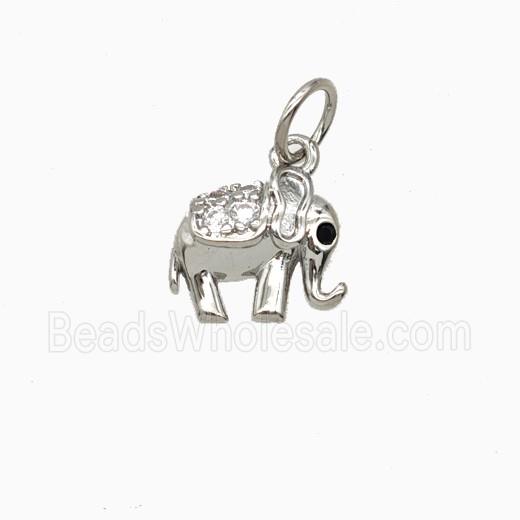 Copper Elephant Pendant Pave Zirconia Platinum Plated