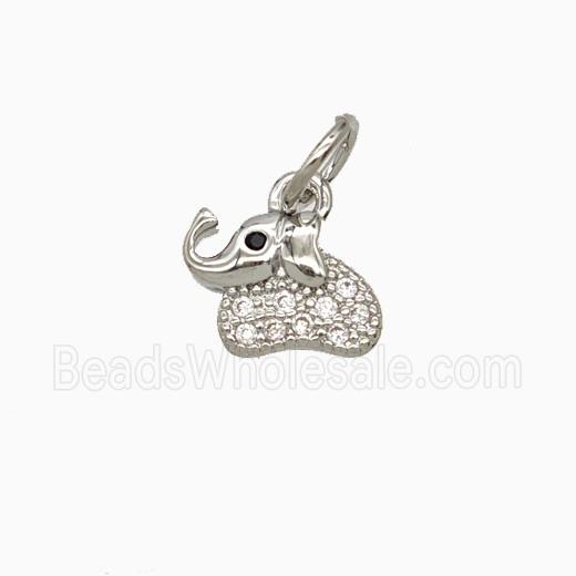 Copper Elephant Pendant Pave Zirconia Platinum Plated