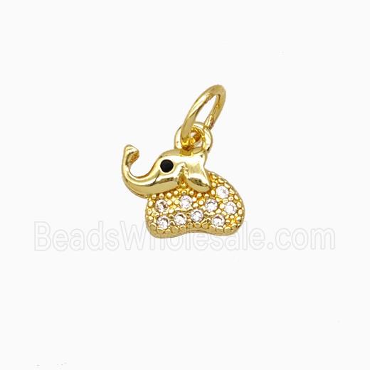 Copper Elephant Pendant Pave Zirconia Gold Plated