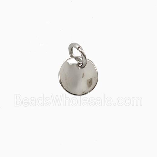 Copper Circle Pendant Flat Platinum Plated