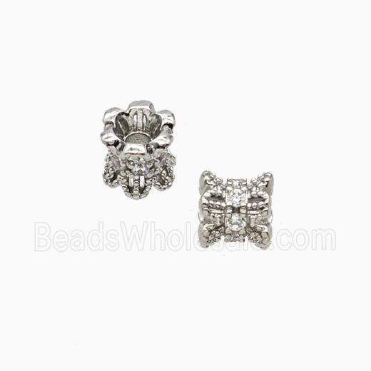 Copper Beadcaps Pave Zirconia Double Platinum Plated