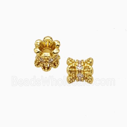 Copper Beadcaps Pave Zirconia Double Gold Plated