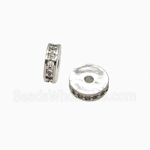 Copper Heishi Spacer Beads Pave Zirconia Platinum Plated