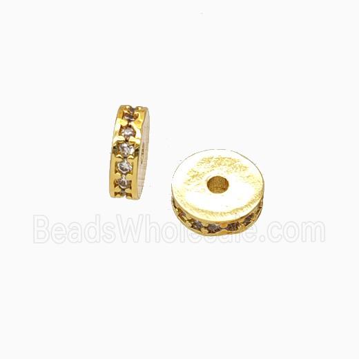 Copper Heishi Spacer Beads Pave Zirconia Gold Plated