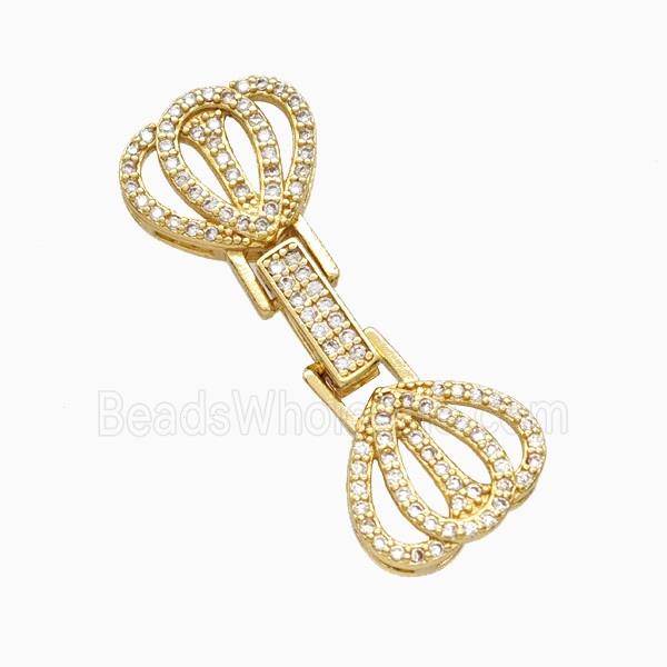 Copper Crown Clasp Pave Zirconia Gold Plated