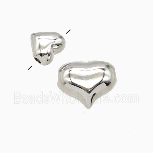 Copper Heart Beads Platinum Plated