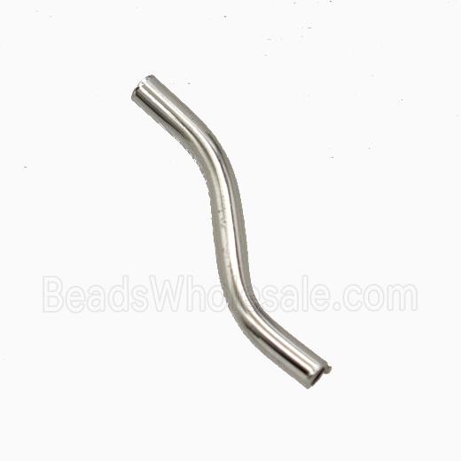 Copper Tube Beads Curving Platinum Plated