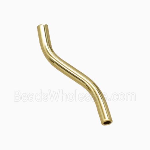 Copper Tube Beads Curving Gold Plated