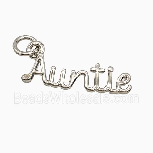 Copper Letter Auntie Pendant Platinum Plated
