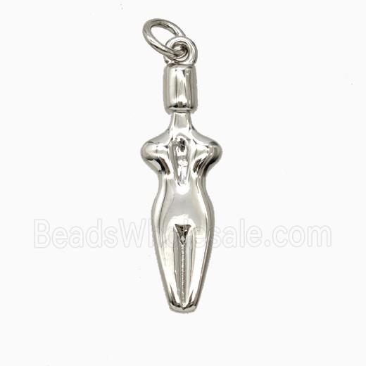 Female Body Charms Copper Pendant Platinum Plated