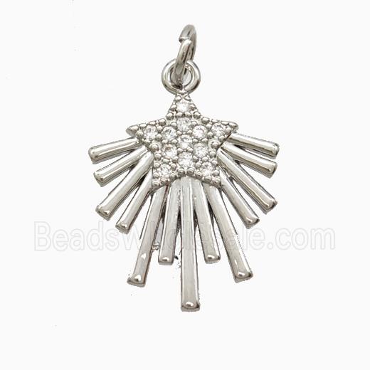 Copper Star Pendant Pave Zirconia Platinum Plated