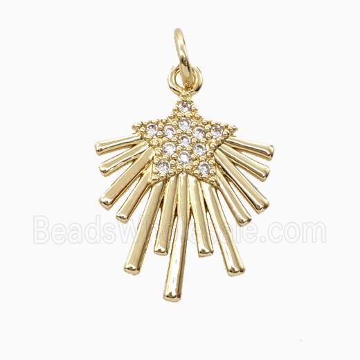 Copper Star Pendant Pave Zirconia Gold Plated