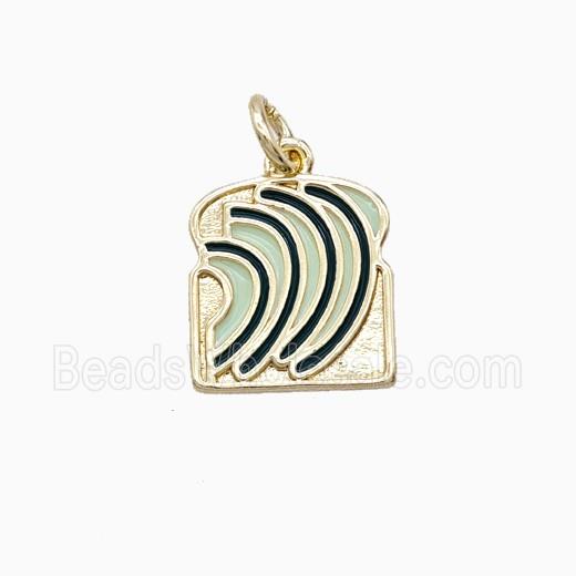 Avocado Toast Breakfast Charms Copper Pendant Green Enamel Gold Plated