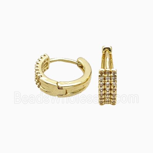 Copper Hoop Earrings Pave Zirconia Gold Plated