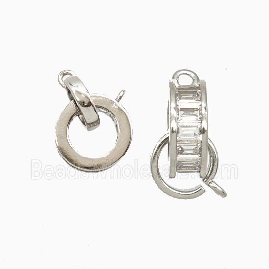 Copper Circle Pendant Pave Zirconia Platinum Plated