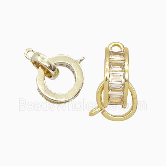 Copper Circle Pendant Pave Zirconia Gold Plated