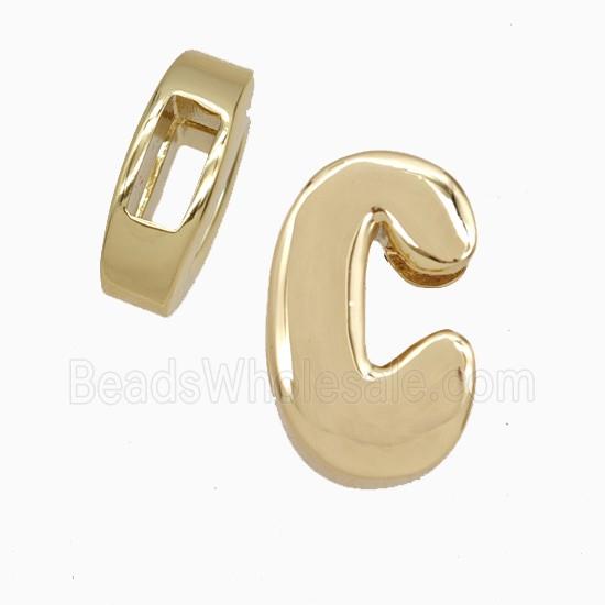 Copper Letter-C Beads Flat Hole Gold Plated