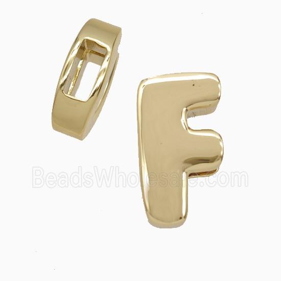 Copper Letter-F Beads Flat Hole Gold Plated