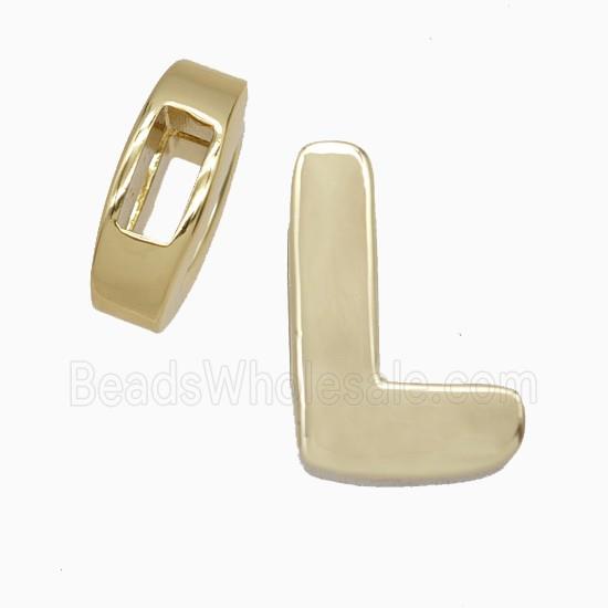 Copper Letter-L Beads Flat Hole Gold Plated