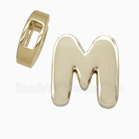 Copper Letter-M Beads Flat Hole Gold Plated
