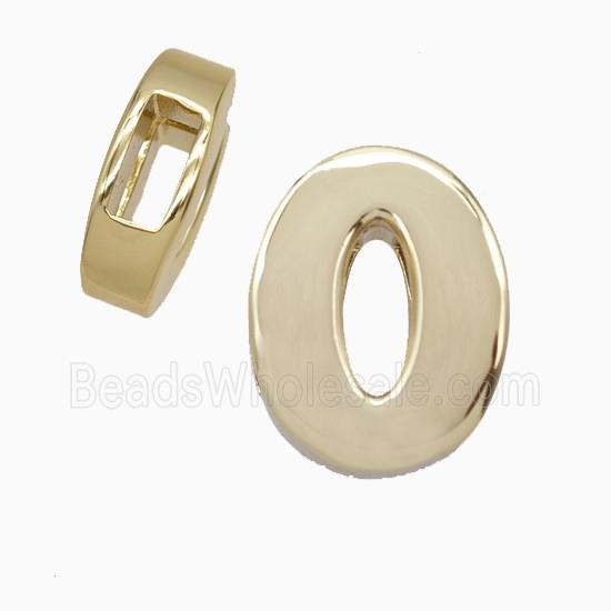 Copper Letter-O Beads Flat Hole Gold Plated