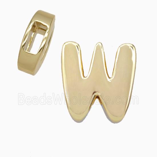 Copper Letter-W Beads Flat Hole Gold Plated