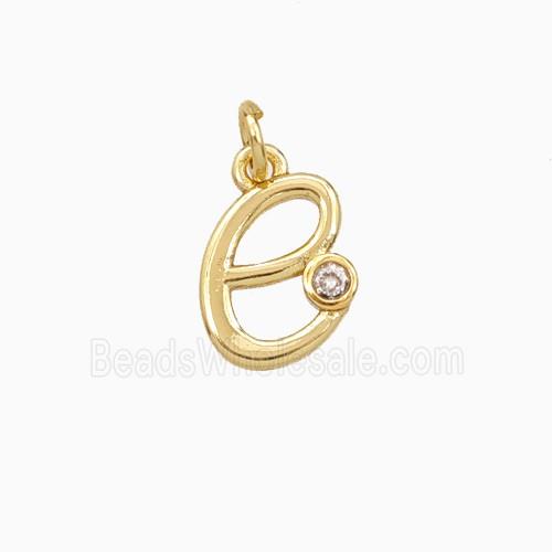 Copper Letter-e Pendant Pave Zirconia Gold Plated