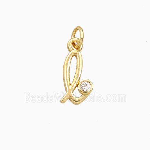 Copper Letter-l Pendant Pave Zirconia Gold Plated