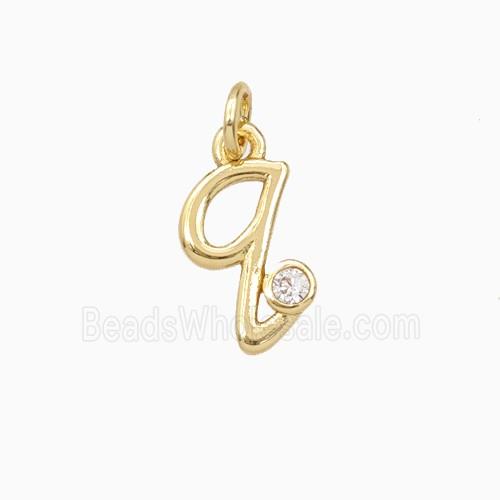 Copper Letter-q Pendant Pave Zirconia Gold Plated
