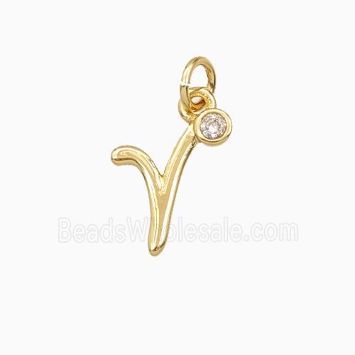 Copper Letter-r Pendant Pave Zirconia Gold Plated