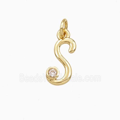 Copper Letter-s Pendant Pave Zirconia Gold Plated