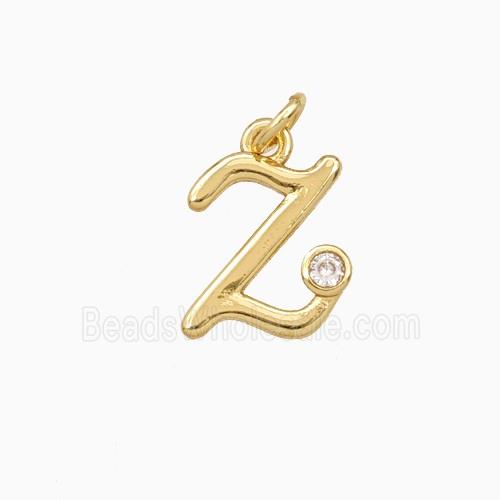 Copper Letter-z Pendant Pave Zirconia Gold Plated