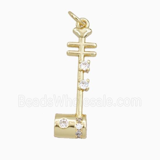 Erhu Charms Copper Musical Pendant Pave Zirconia Gold Plated
