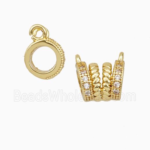 Copper Rings Pendant Pave Zirconia Circle 2loops Gold Plated