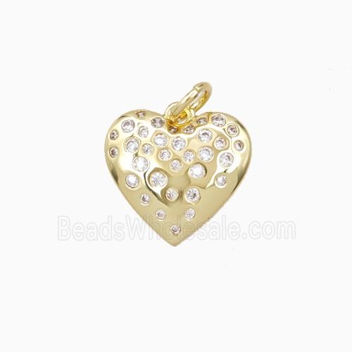 Copper Heart Pendant Pave Zirconia Gold Plated