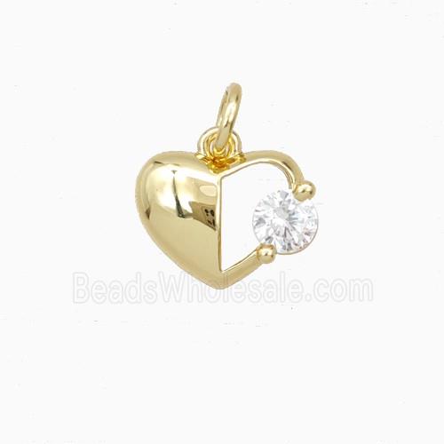 Copper Heart Pendant Pave Zirconia Gold Plated
