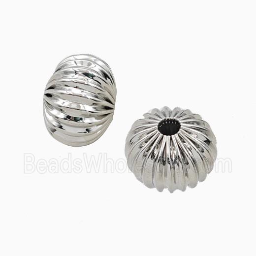 Copper Rondelle Beads Ribbed Platinum Plated